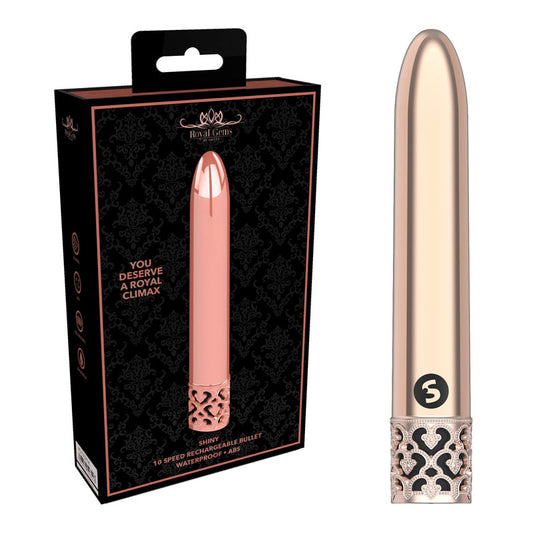 Shots Toys | ROYAL GEMS Shiny - ABS Rose Gold 10.8cm USB Rechargeable Bullet