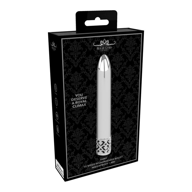 Shots Toys | ROYAL GEMS Shiny - ABS Silver 10.8cm USB Rechargeable Bullet