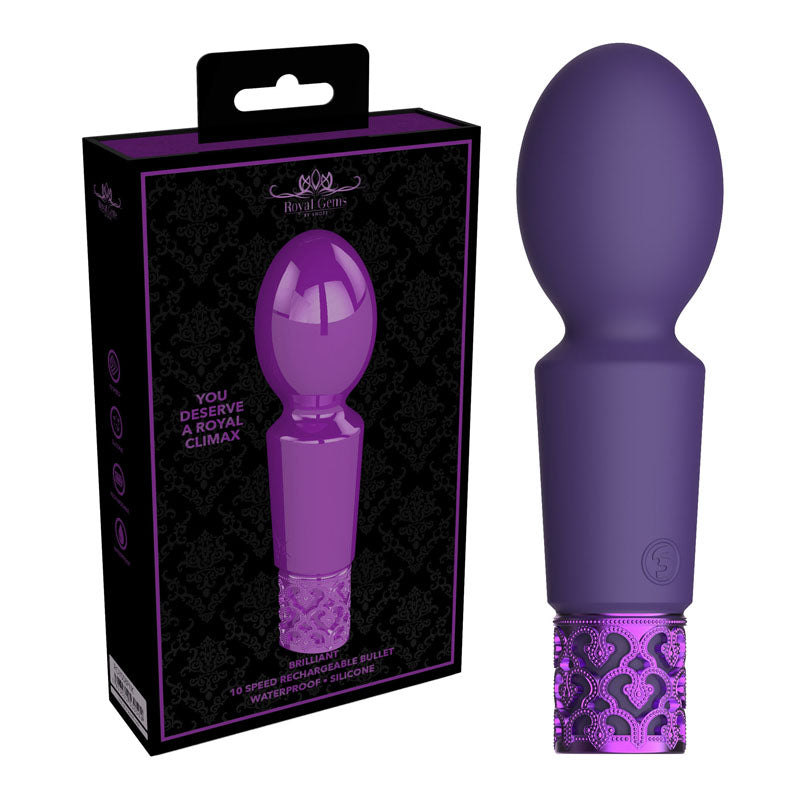 Shots Toys | ROYAL GEMS Bijou - ROYAL GEMS Brilliant - Silicone Purple 12cm USB Rechargeable Mini Massager Wand