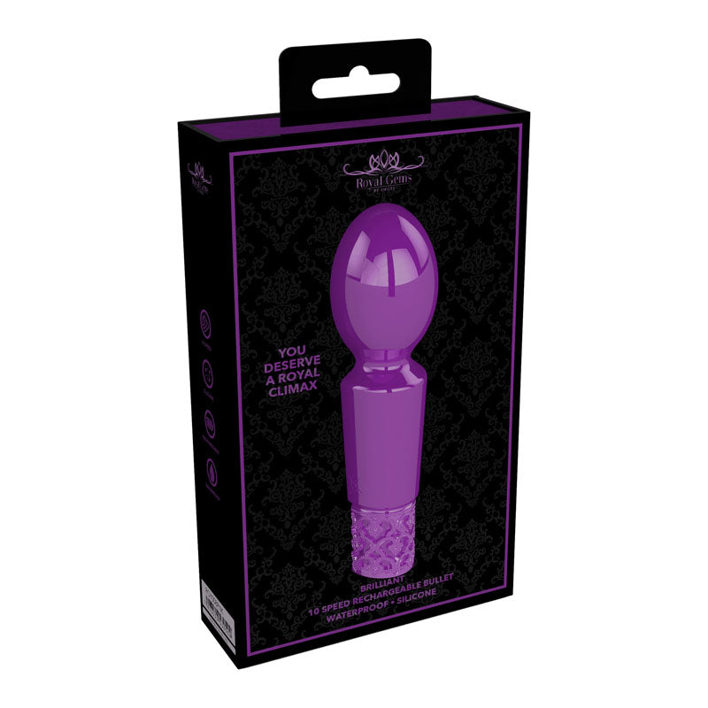 Shots Toys | ROYAL GEMS Bijou - ROYAL GEMS Brilliant - Silicone Purple 12cm USB Rechargeable Mini Massager Wand