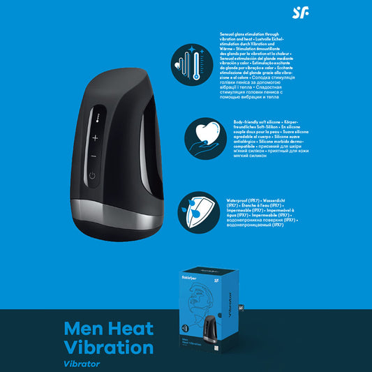 Satisfyer Men Heat Vibration Black USB Rechargeable Masturbator