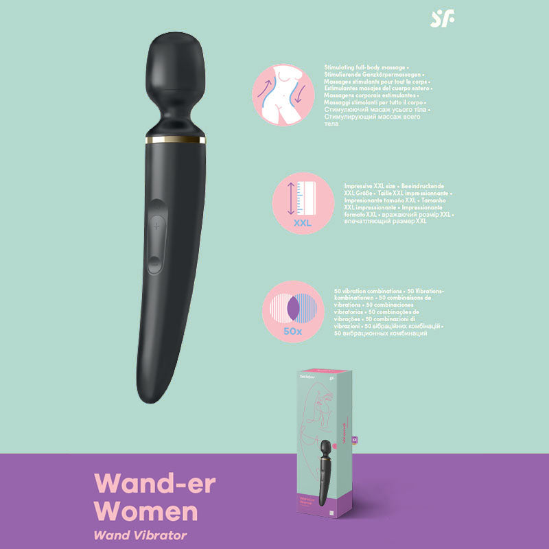 Satisfyer Wand-er Woman Black USB Rechargeable Massager Wand Vibrator