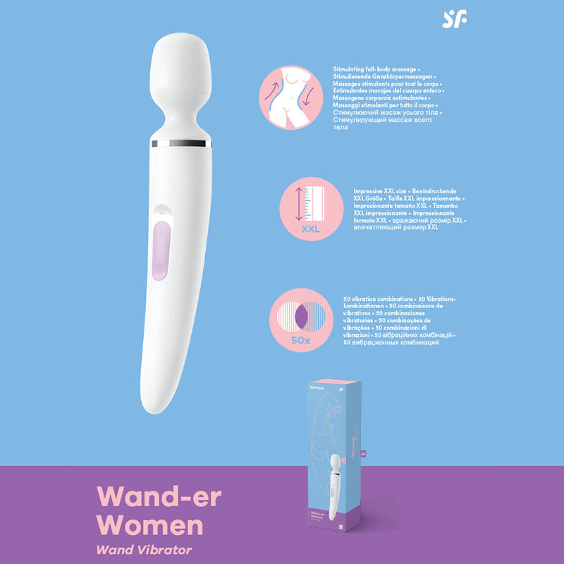 Satisfyer Wand-er Woman White USB Rechargeable Massager Wand Vibrator