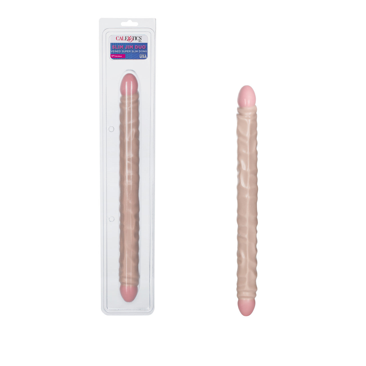 Calexotics | Slim Jim Duo - Veined Double Dong Ivory 17" Dildo