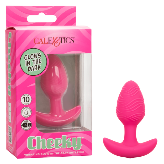 Calexotics Cheeky™ Vibrating Glow-In-The-Dark Butt Plug Pink