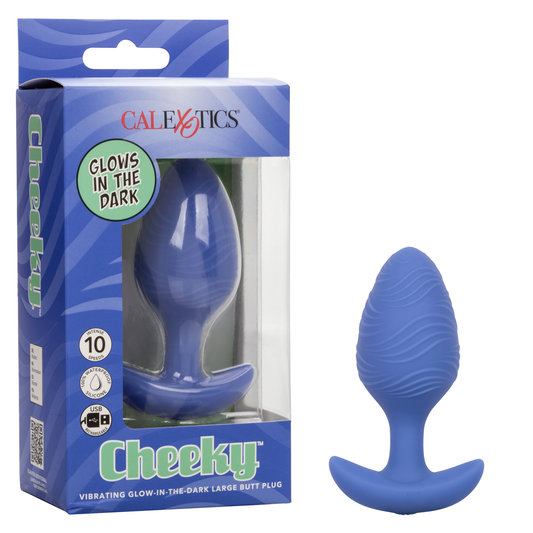 Calexotics Cheeky™ Vibrating Glow-In-The-Dark Large Butt Plug Purple