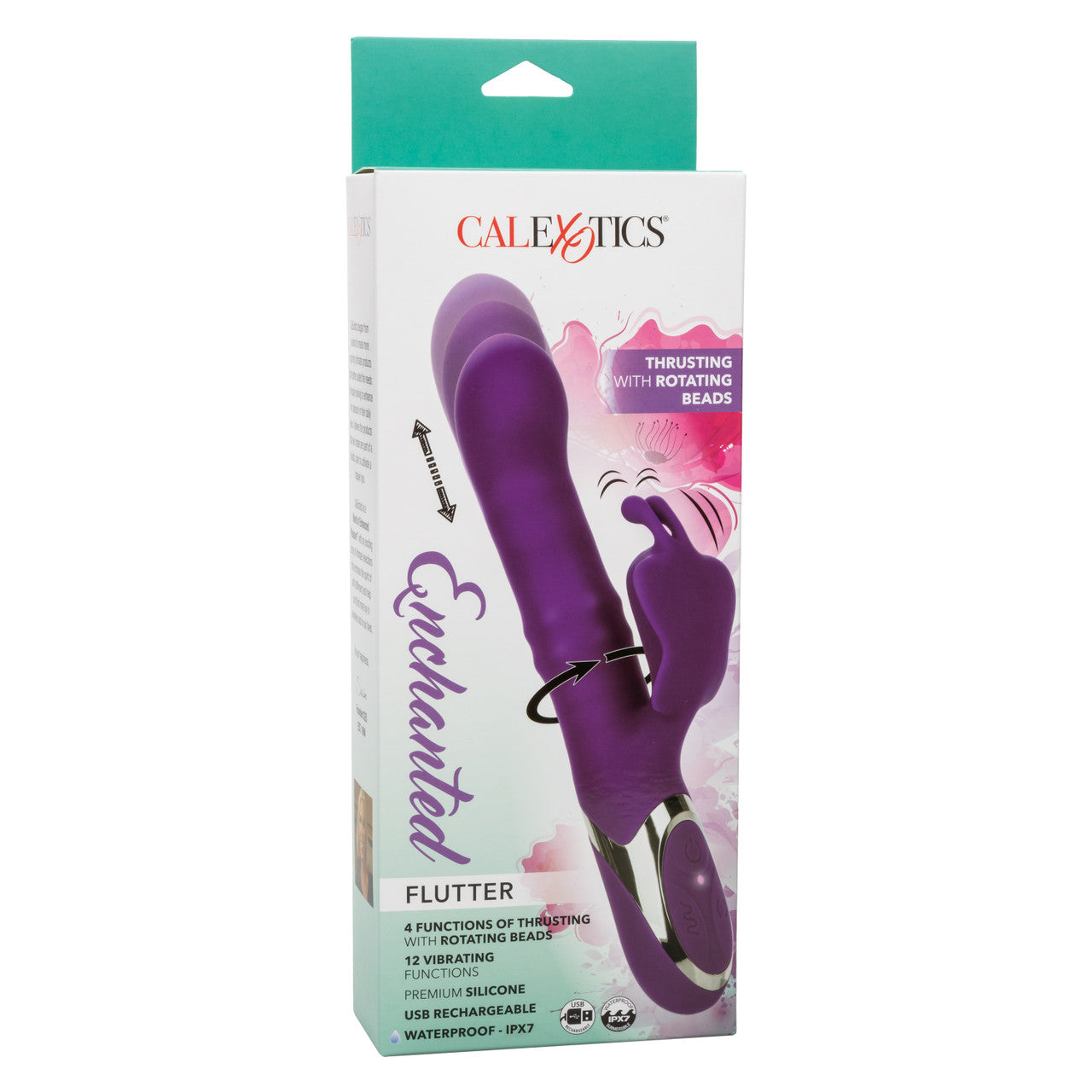 CalExotics Enchanted Flutter Rabbit Vibrator w Thrusting Rotating Beaded Shaft