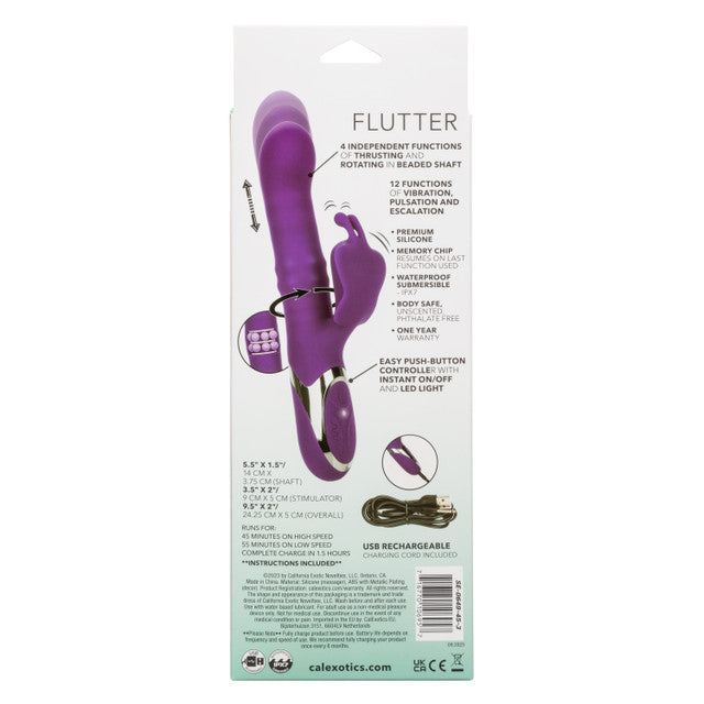 CalExotics Enchanted Flutter Rabbit Vibrator w Thrusting Rotating Beaded Shaft