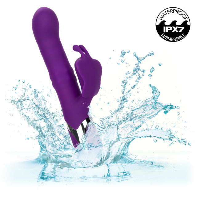 CalExotics Enchanted Flutter Rabbit Vibrator w Thrusting Rotating Beaded Shaft