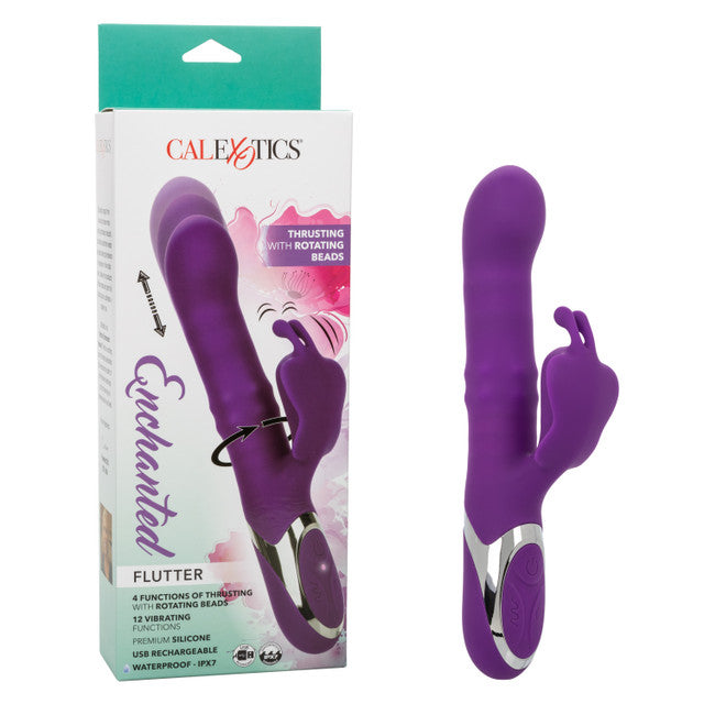 CalExotics Enchanted Flutter Rabbit Vibrator w Thrusting Rotating Beaded Shaft