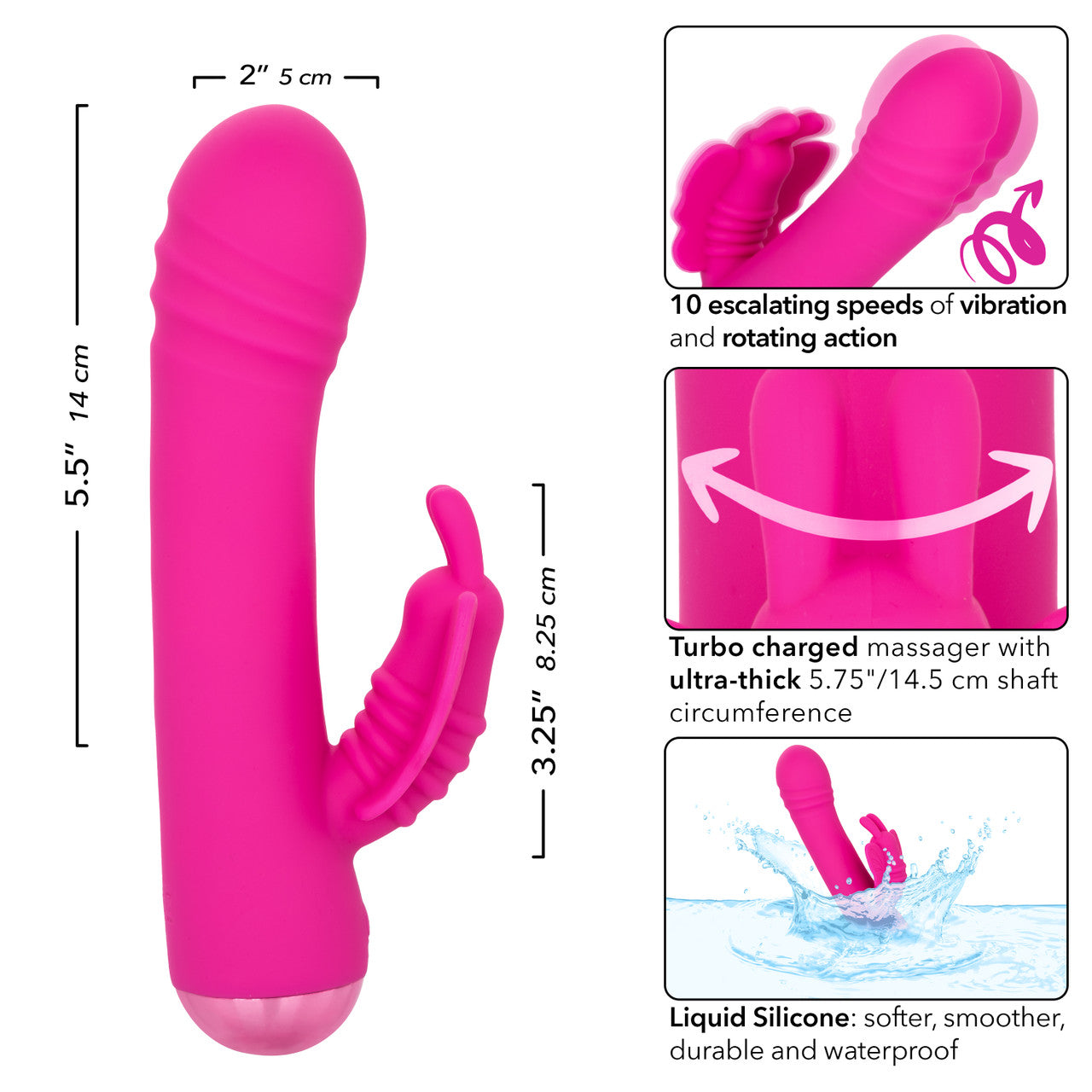 Calexotics Thicc™ Chubby Rotating Butterfly Rabbit Vibrator