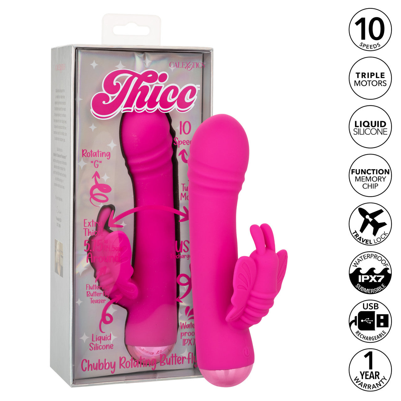 Calexotics Thicc™ Chubby Rotating Butterfly Rabbit Vibrator