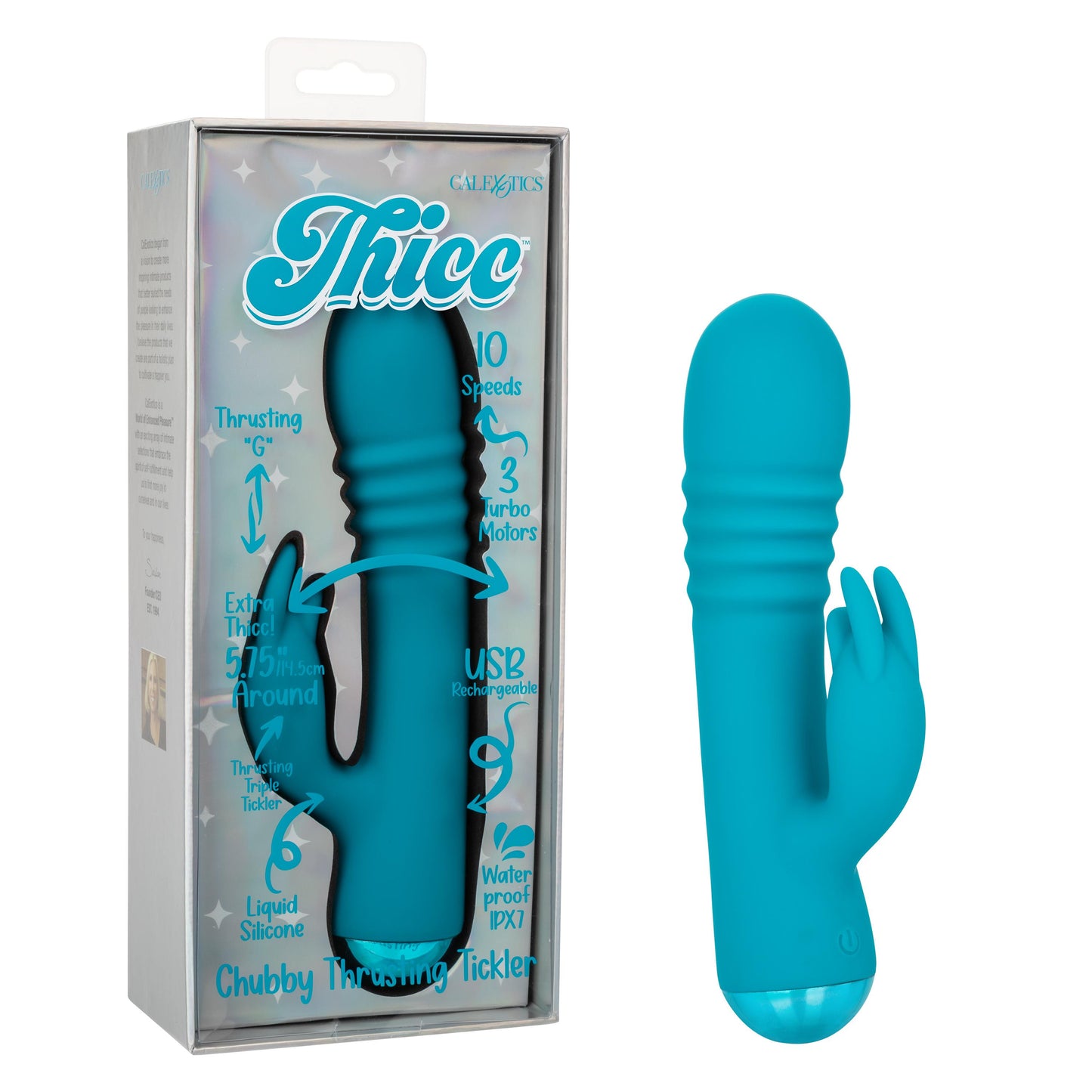 Calexotics Thicc™ Chubby Thrusting Tickler Rabbit Vibrator