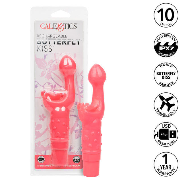 Calexotics Rechargeable Butterfly Kiss Vibrator - Pink