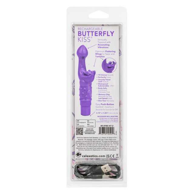 Calexotics Rechargeable Butterfly Kiss Vibrator - Purple