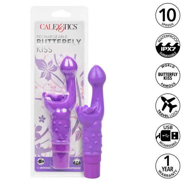 Calexotics Rechargeable Butterfly Kiss Vibrator - Purple