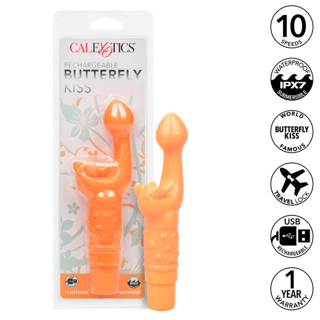 Calexotics Rechargeable Butterfly Kiss Vibrator - Orange