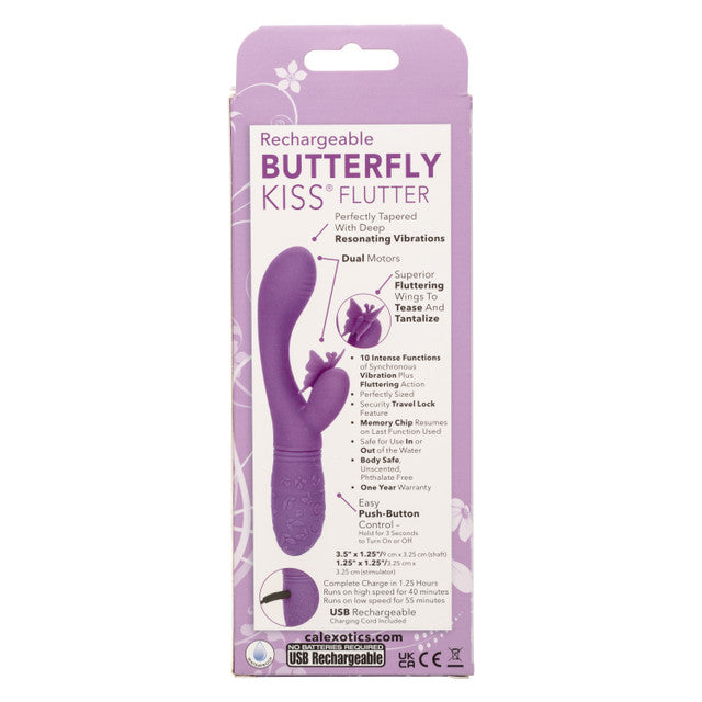 Calexotics Rechargeable Butterfly Kiss Flutter Vibrator - Purple