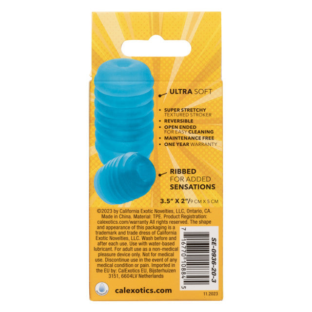 Calexotics Pop Sock™ Ribbed - Blue Stroker Reversible Masturbator