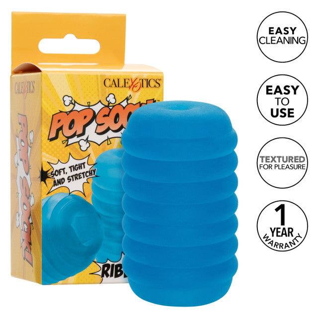 Calexotics Pop Sock™ Ribbed - Blue Stroker Reversible Masturbator