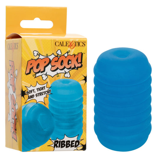 Calexotics Pop Sock™ Ribbed - Blue Stroker Reversible Masturbator