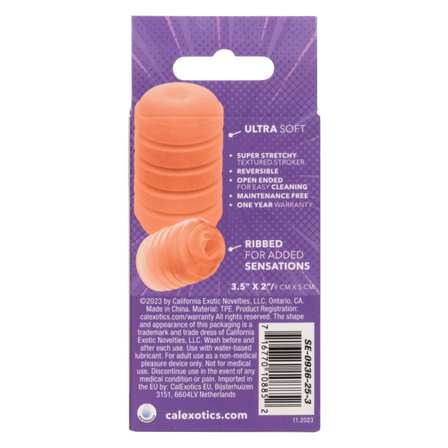 Calexotics Pop Sock™ Ribbed - Orange Stroker Reversible Masturbator