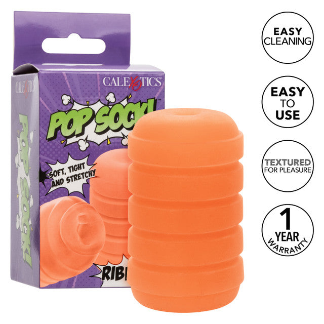 Calexotics Pop Sock™ Ribbed - Orange Stroker Reversible Masturbator