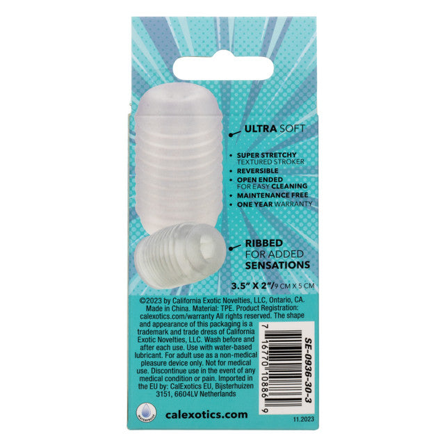 Calexotics Pop Sock™ Ribbed - Clear Stroker Reversible Masturbator