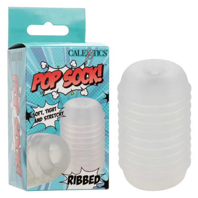 Calexotics Pop Sock™ Ribbed - Clear Stroker Reversible Masturbator