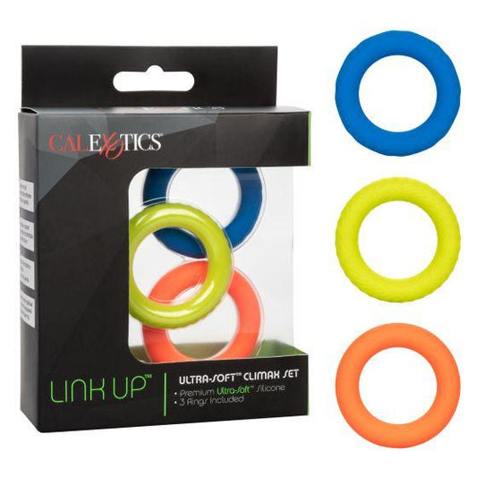 Calexotics Link Up Ultra-Soft Climax Cock Ring Set - Neon