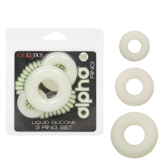 Calexotics Alpha Glow-In-The-Dark Liquid Silicone 3 Ring Set