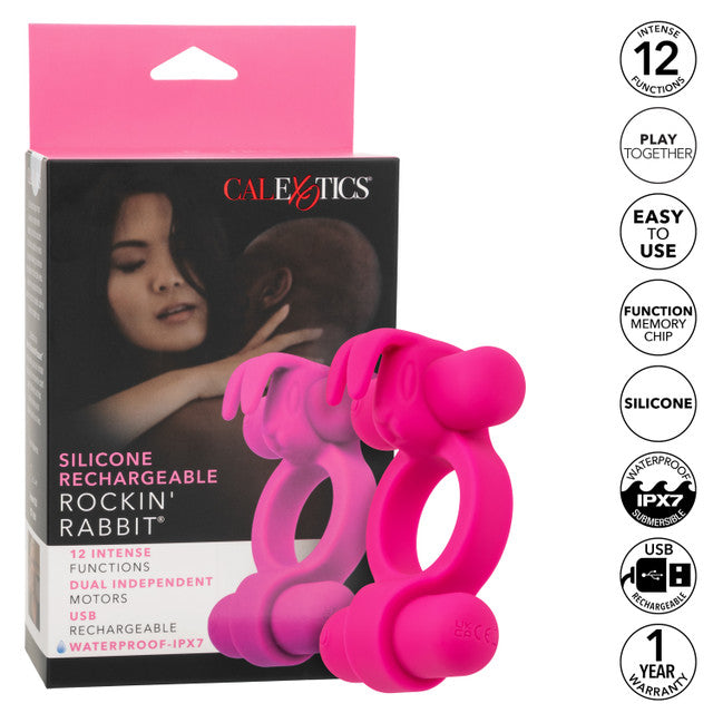 Calexotics Silicone Rechargeable Rockin’ Rabbit Couples Vibrator