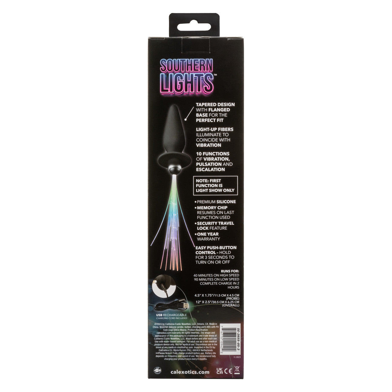 Calexotics Southern Lights™ Vibrating Light Up Anal Probe - Black