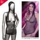 Calexotics Radiance Plus Size Hooded Deep V Bodysuit Dazzling Rhinestone Accents