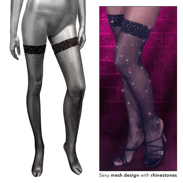 Calexotics Radiance Thigh High Stockings w Dazzling Rhinestone Accents