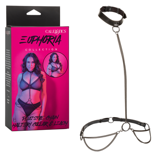 Calexotics Euphoria Collection Plus Size Chain Halter/Collar & Leash