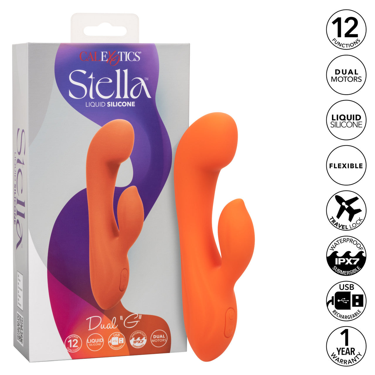 Calexotics Stella Liquid Silicone Dual "G" Massager Vibrator Pulsation Escalation