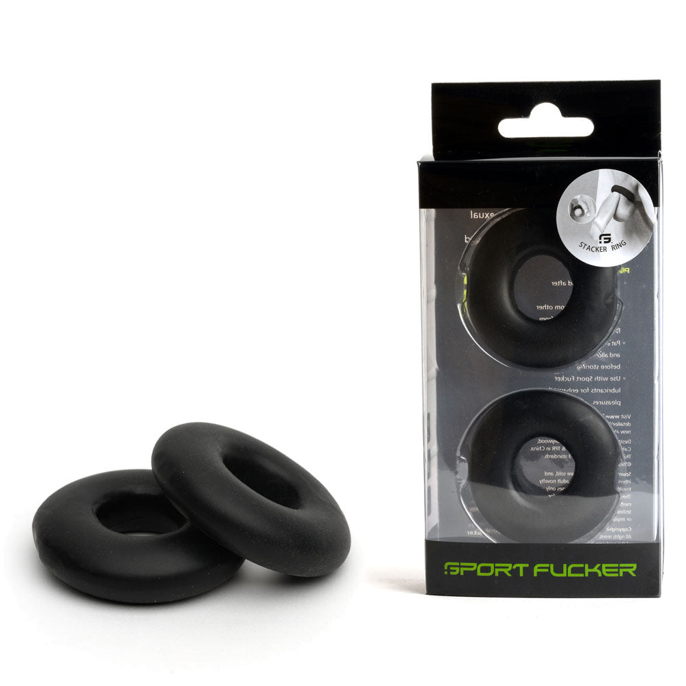 Sport Fucker Stacker  Rings - Black Cock Rings - 2 Pack