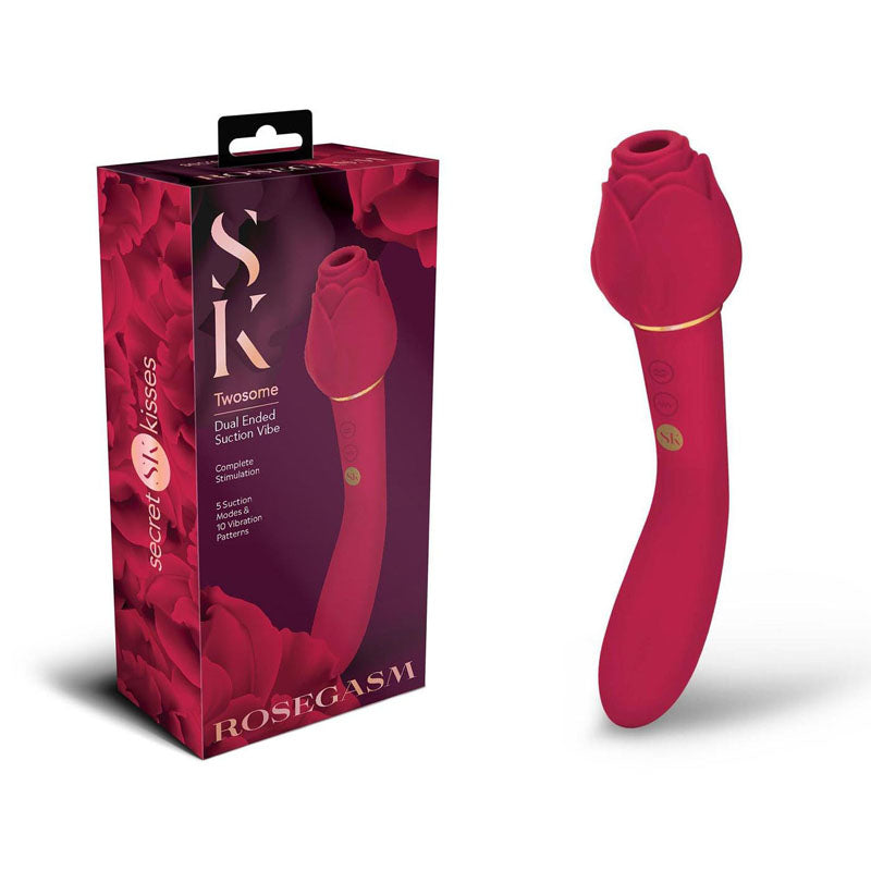 Secret Kisses ROSEGASM LINGO Rose Red 20.3cm Dual Vibrator & Flicking Stimulator