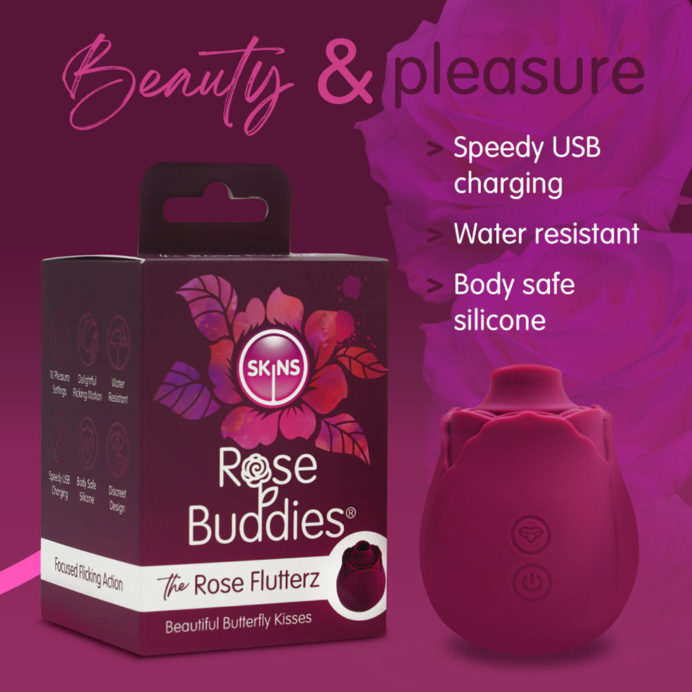 CreativeC | Skins Rose Buddies - The Rose Flutterz - Purple USB Flicking Rose Stimulator