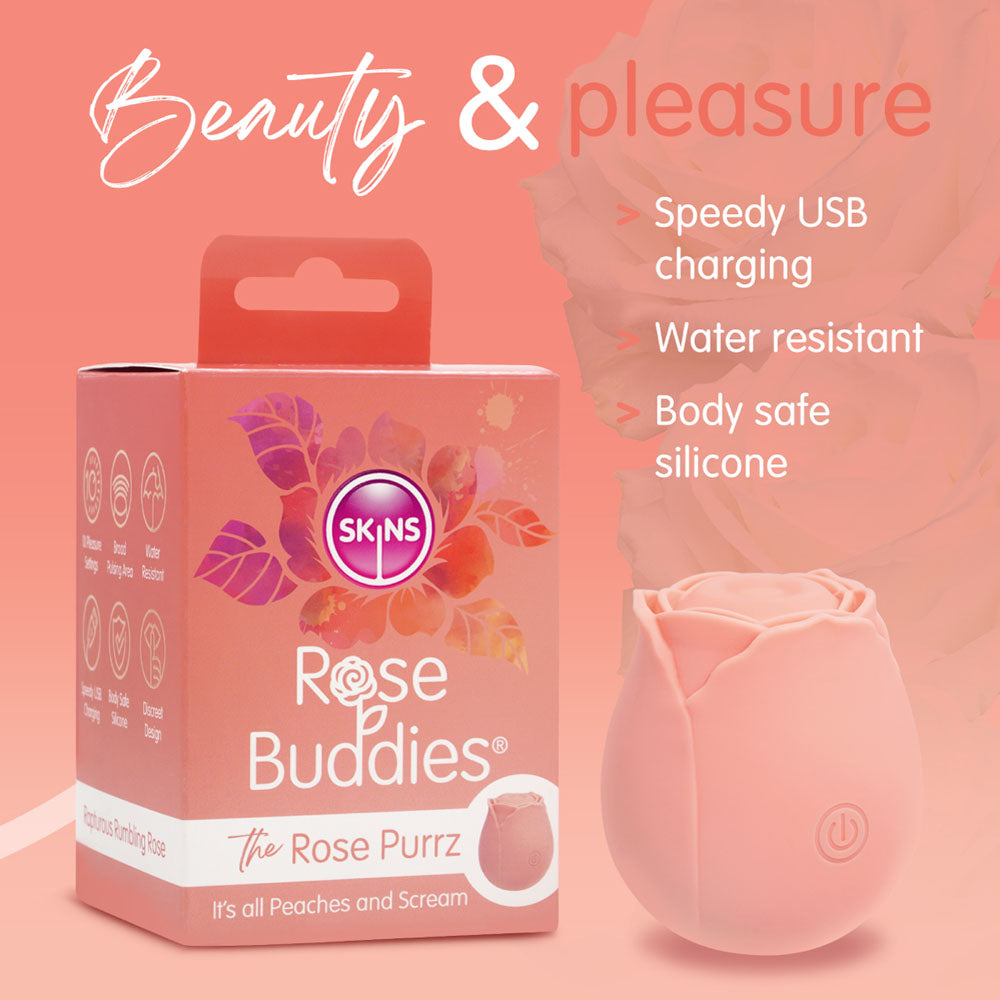 CreativeC | Skins Rose Buddies - The Rose Purrz - Light Pink USB Pulsing Rose Stimulator