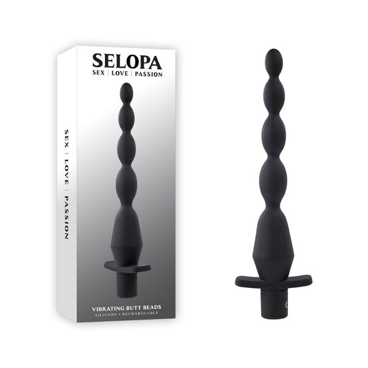 Selopa VIBRATING BUTT BEADS - Black 22cm USB Rechargeable Vibrating Anal Beads