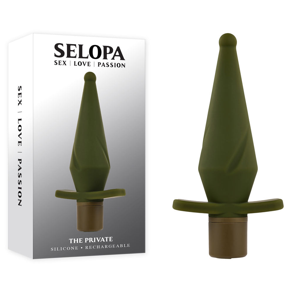 Selopa THE PRIVATE - Green 13cm USB Rechargeable Vibrating Butt Plug