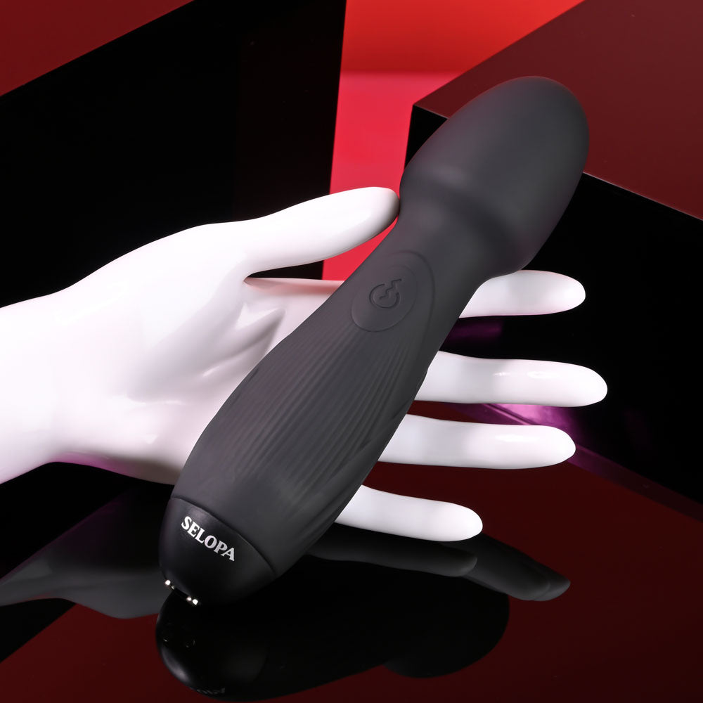 Selopa POWER TRIP - Black 18.8cm USB Rechargeable Massage Wand