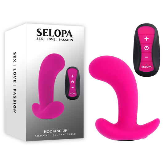 Selopa HOOKING UP - Pink 9.5cm USB Rechargeable Vibrator with Wireless Remote