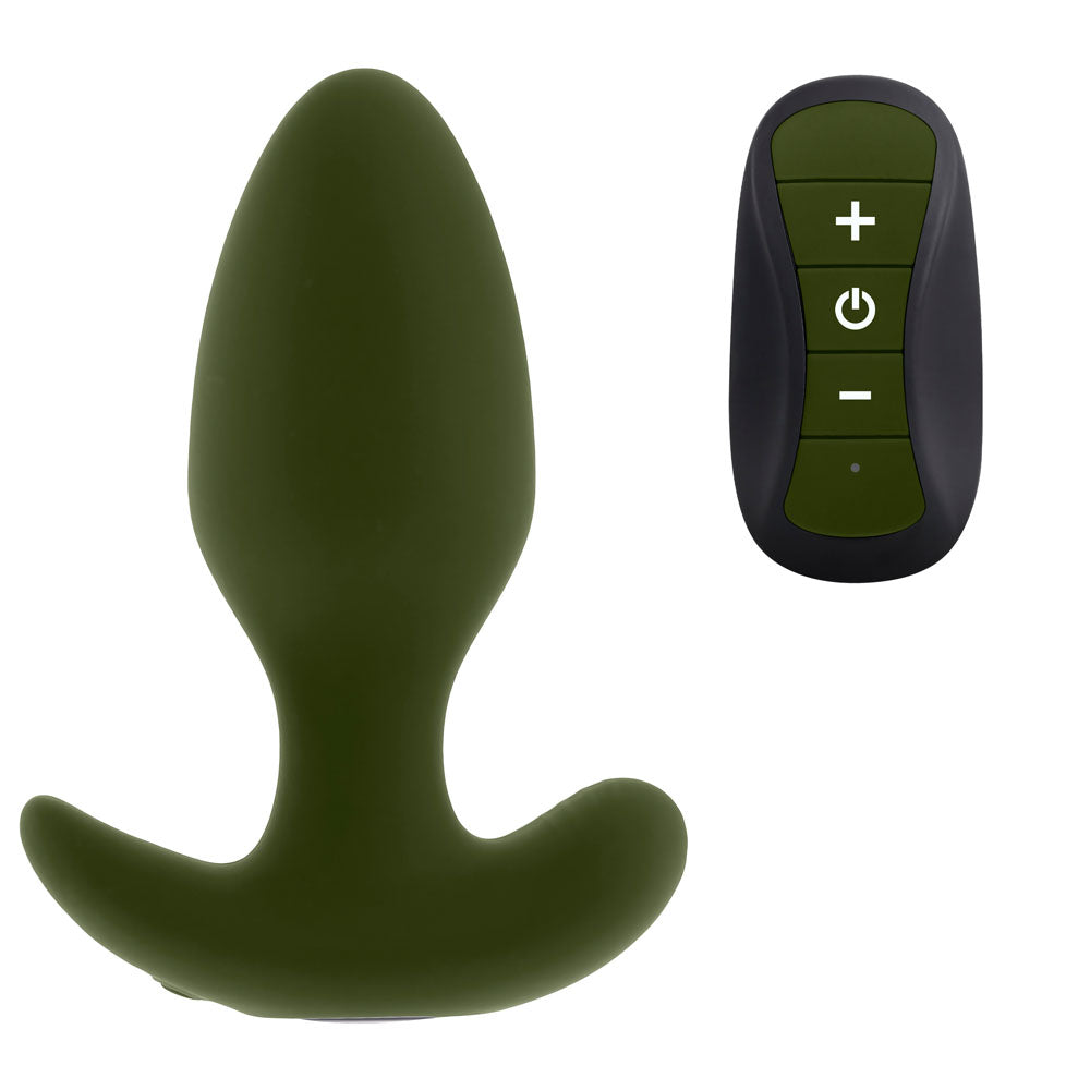 Selopa THE COLONEL - Green 10.1cm USB Rechargeable Vibrating Butt Plug with Wireless Remote