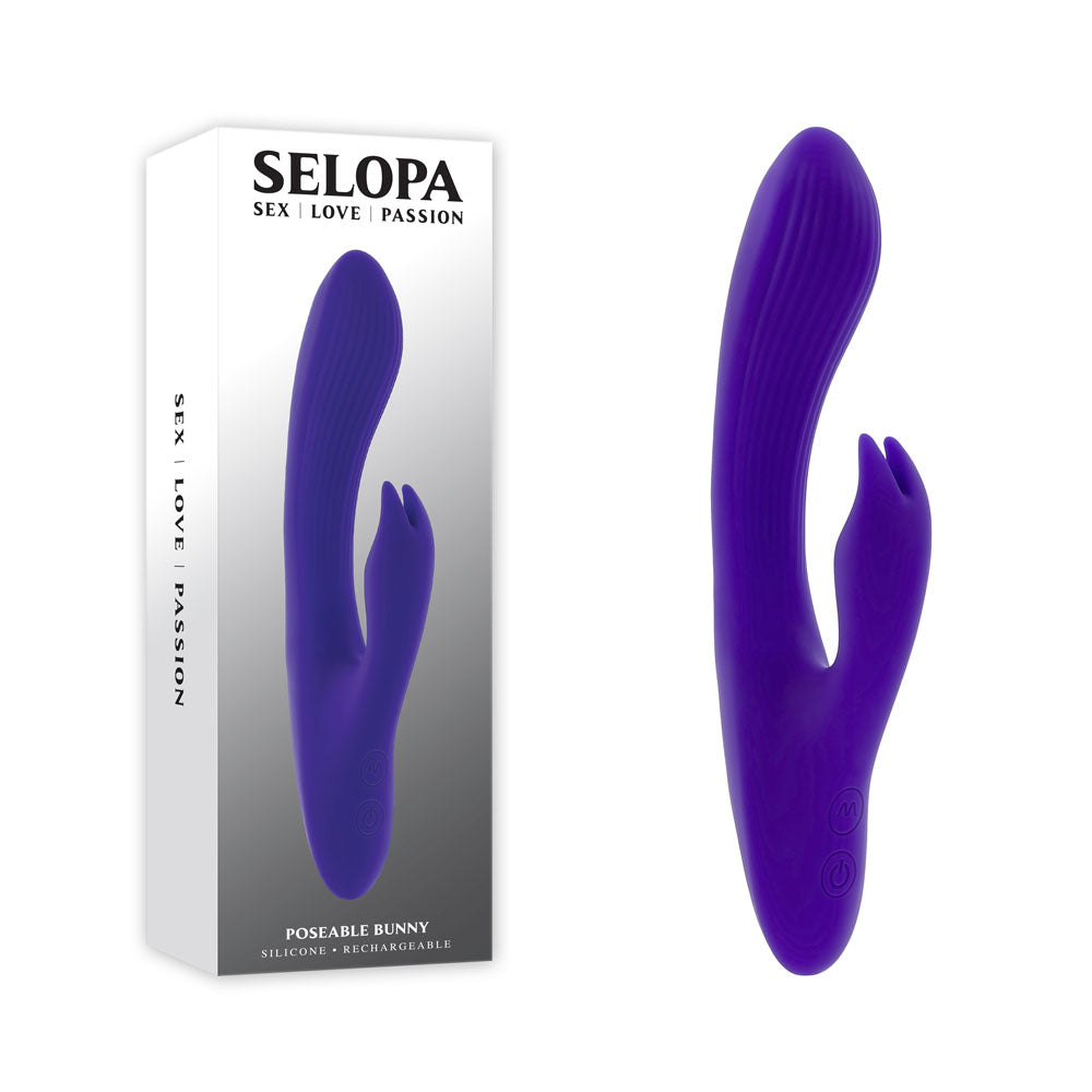 Selopa POSEABLE BUNNY - Purple 21cm USB Rechargeable Poseable Rabbit Vibrator