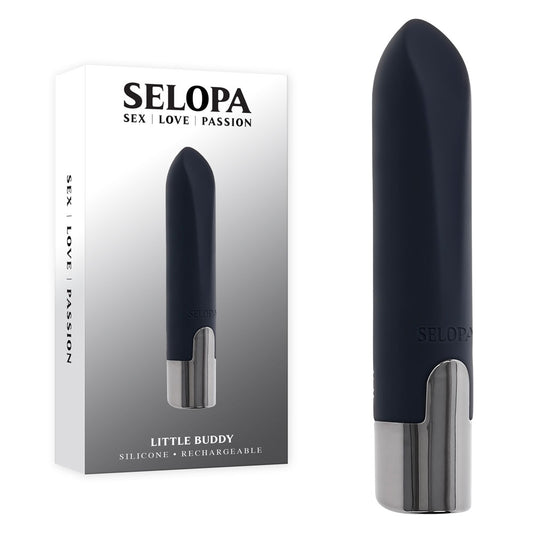 Selopa LITTLE BUDDY - Black 11.1cm USB Rechargeable Vibrating Bullet