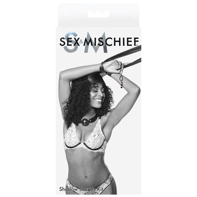 Sportsheets Sex & Mischief Shadow Secrets Kit - Black Beginners Bondage Kit - 4 Piece Set