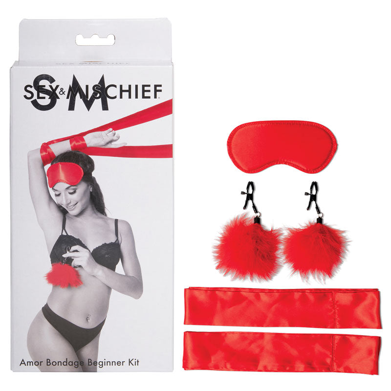 Sportsheets Sex & Mischief Amor Bondage Beginner Kit - Red - 5 Piece Set